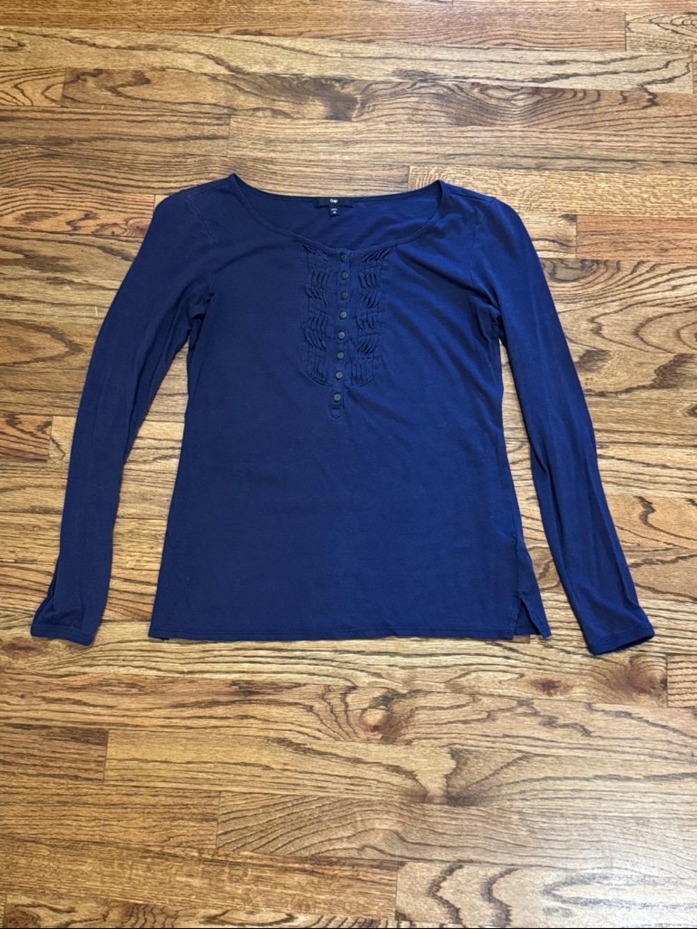 GAP Navy Long-Sleeve Henley with Button Placket